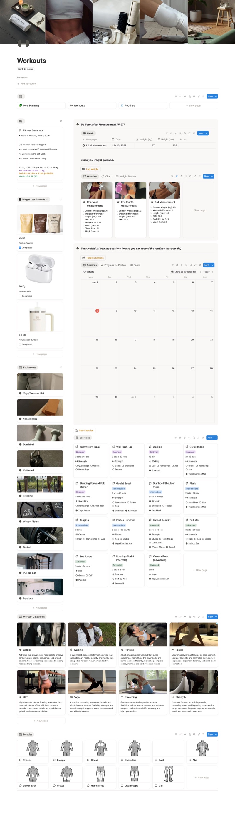 Workouts template